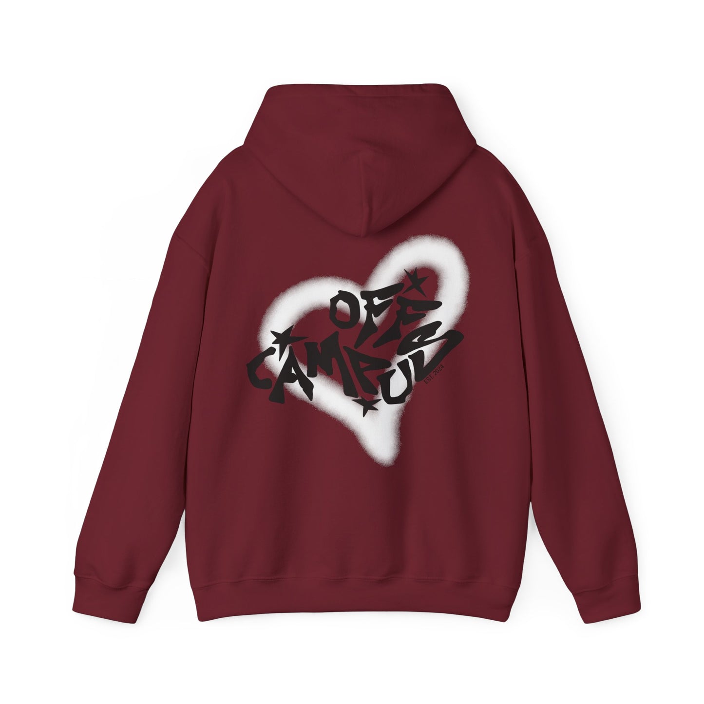 OFFCAMPUS - Red Hoodie w/ White Graffiti Heart