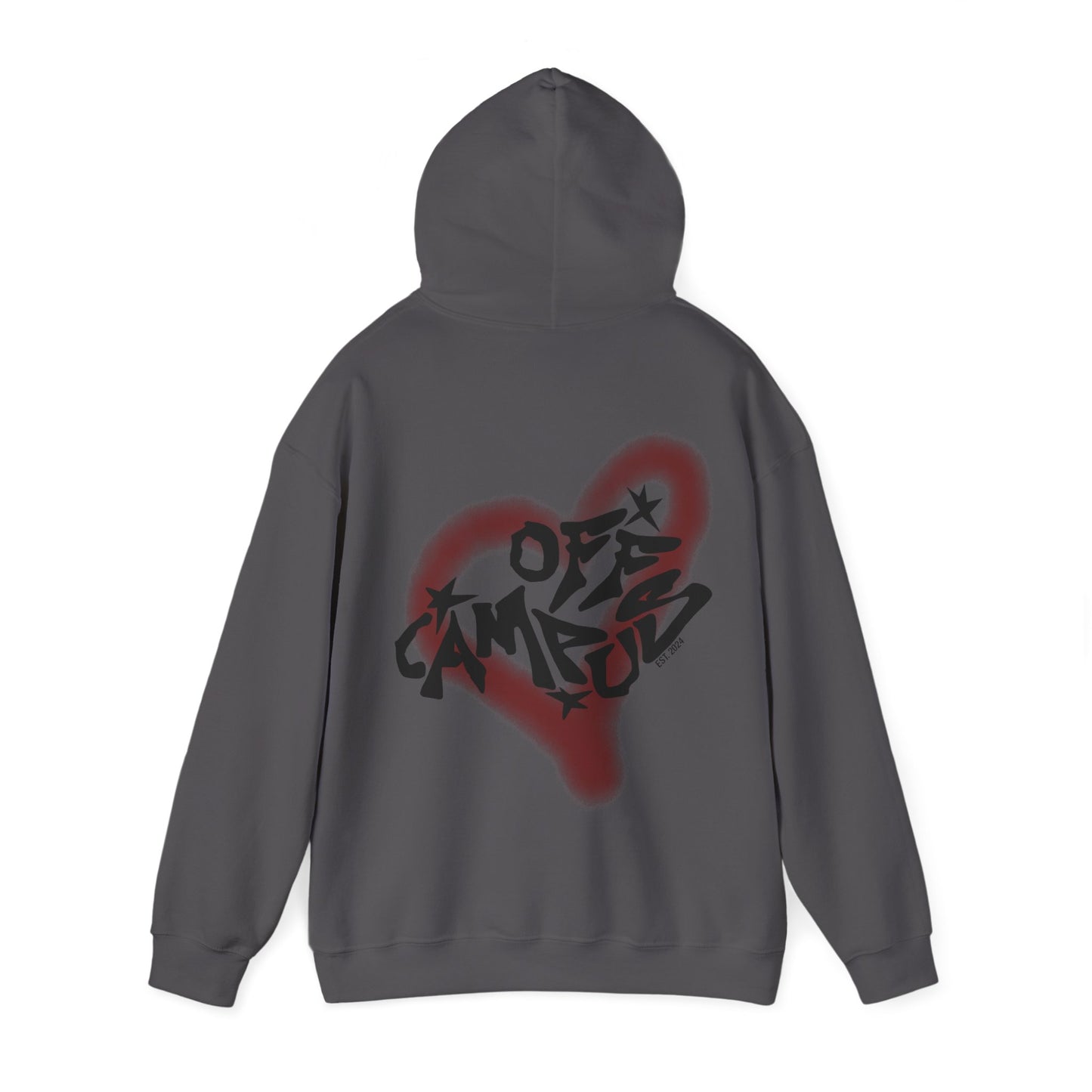 OFFCAMPUS - Grey Hoodie w/ Red Graffiti Heart
