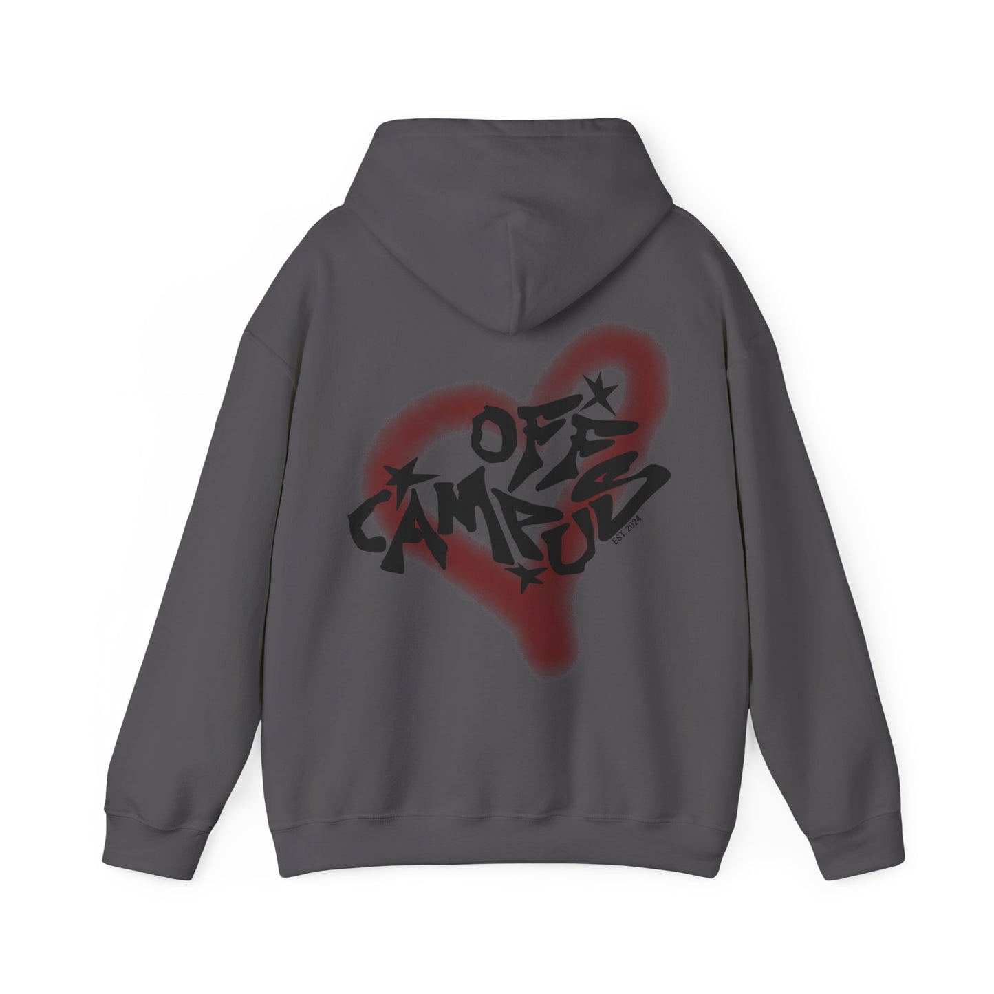 OFFCAMPUS - Grey Hoodie w/ Red Graffiti Heart