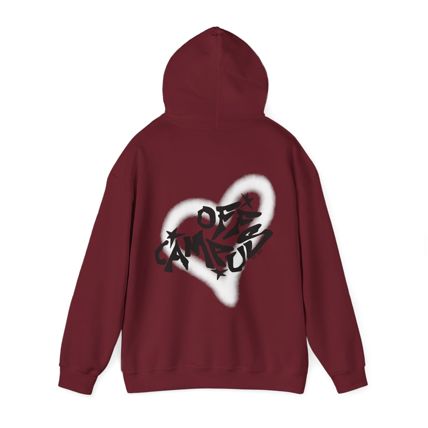 OFFCAMPUS - Red Hoodie w/ White Graffiti Heart